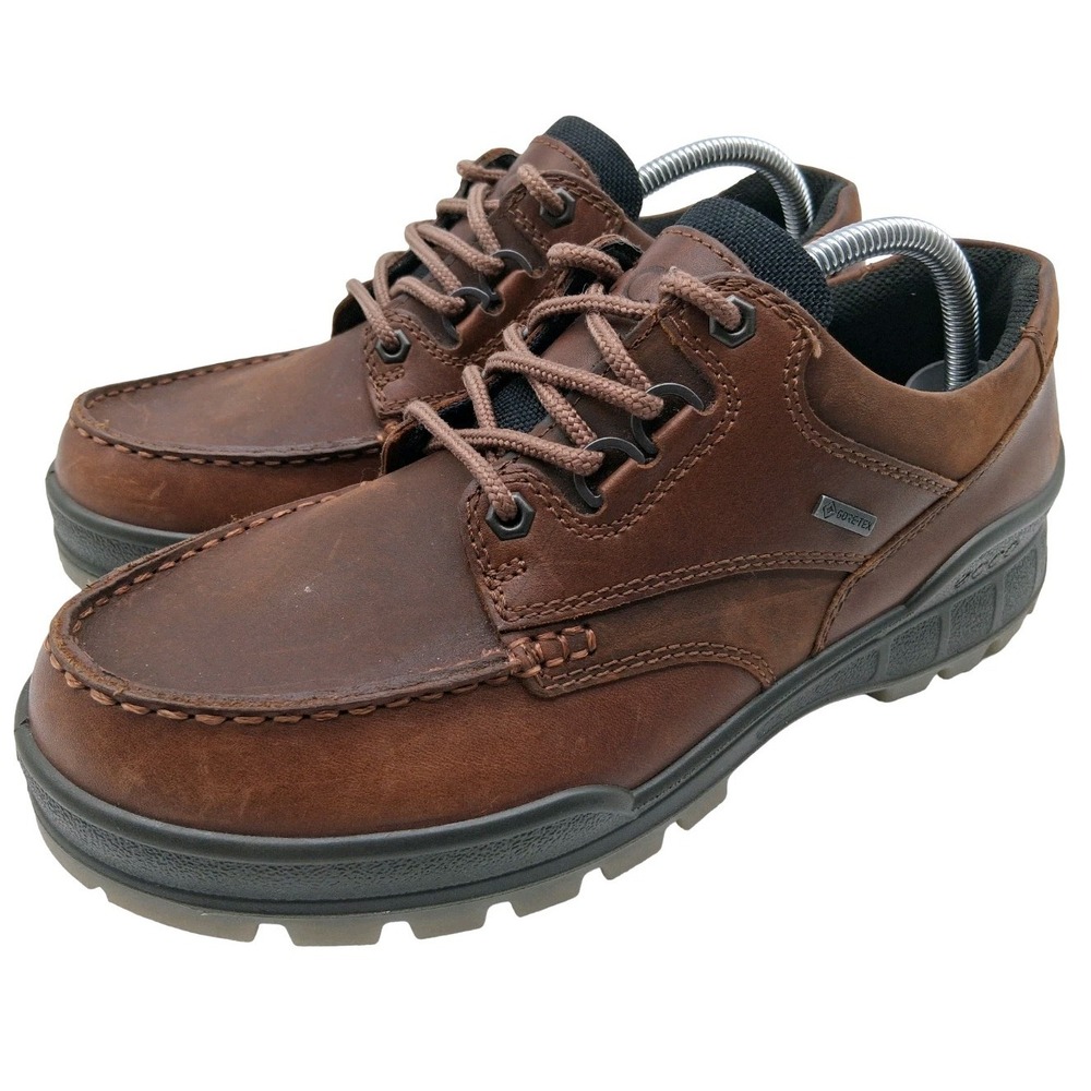 ECCO Track Shoes Mens Size 8.5 Brown Leather Waterproof Gore-Tex Casual Sneakers